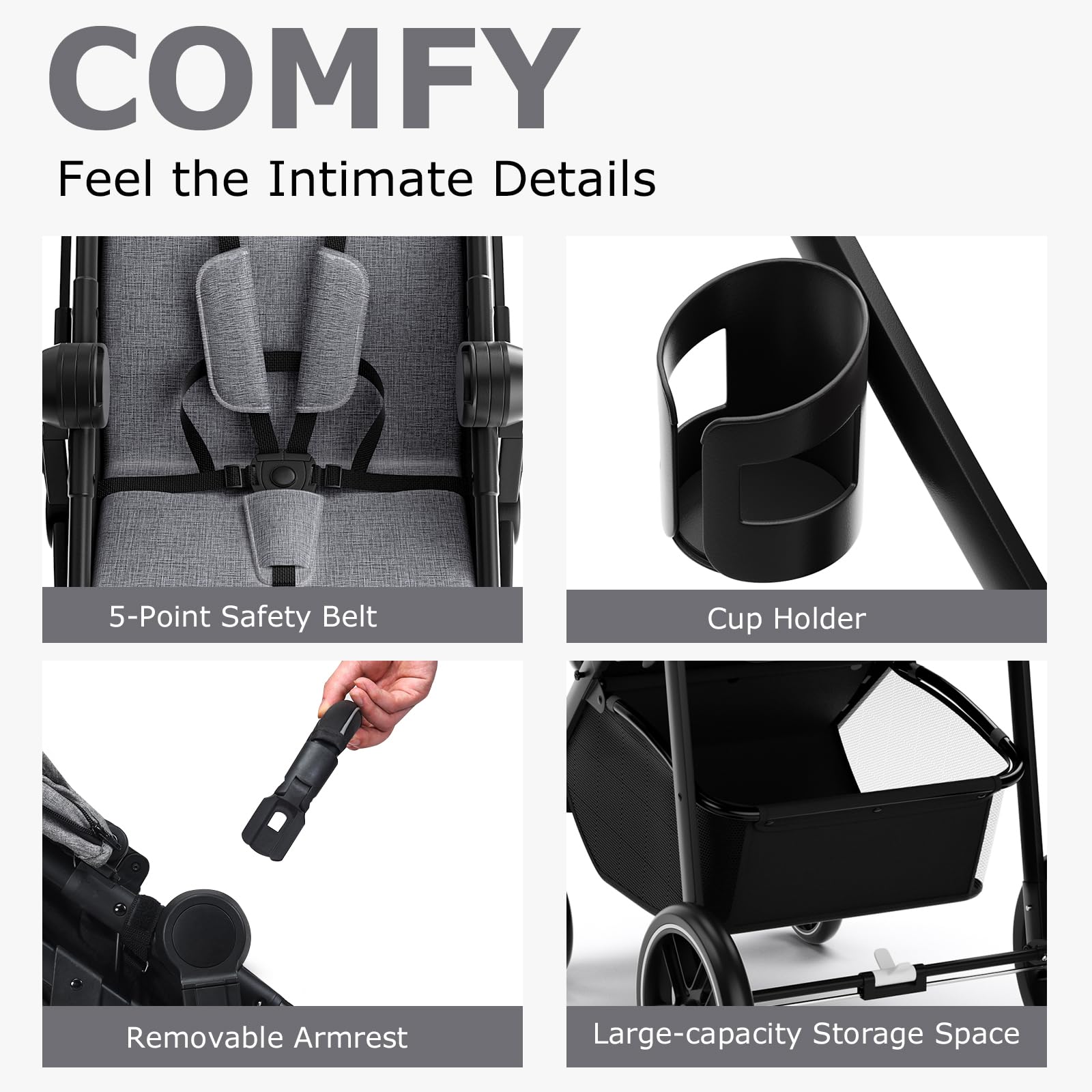 INFANS 2 in 1 Baby Stroller, High Landscape Infant Stroller, Foldable Pushchair