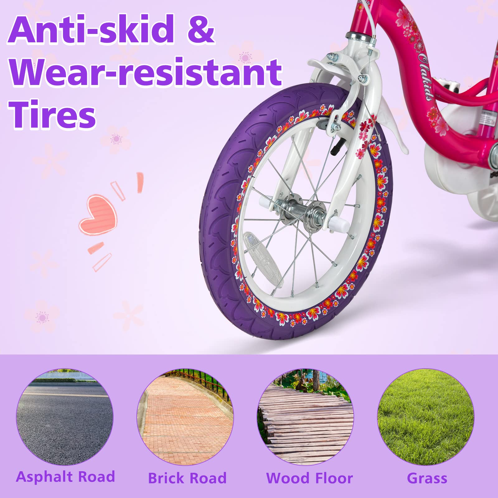 INFANS Kids Bike for Girls, 14 16 Inch Children's Bicycle with Removable Training Wheels and Doll Seat