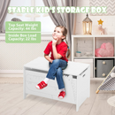 INFANS Wooden Toy Chest , Wide Kids Toy Box Storage Space with Safety Hinge and Handles INFANS
