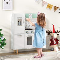 INFANS Kid Kitchen Playset, Toddler Wooden Pretend Cooking Set with Realistic Light & Sound, Stove, Sink, Microwave