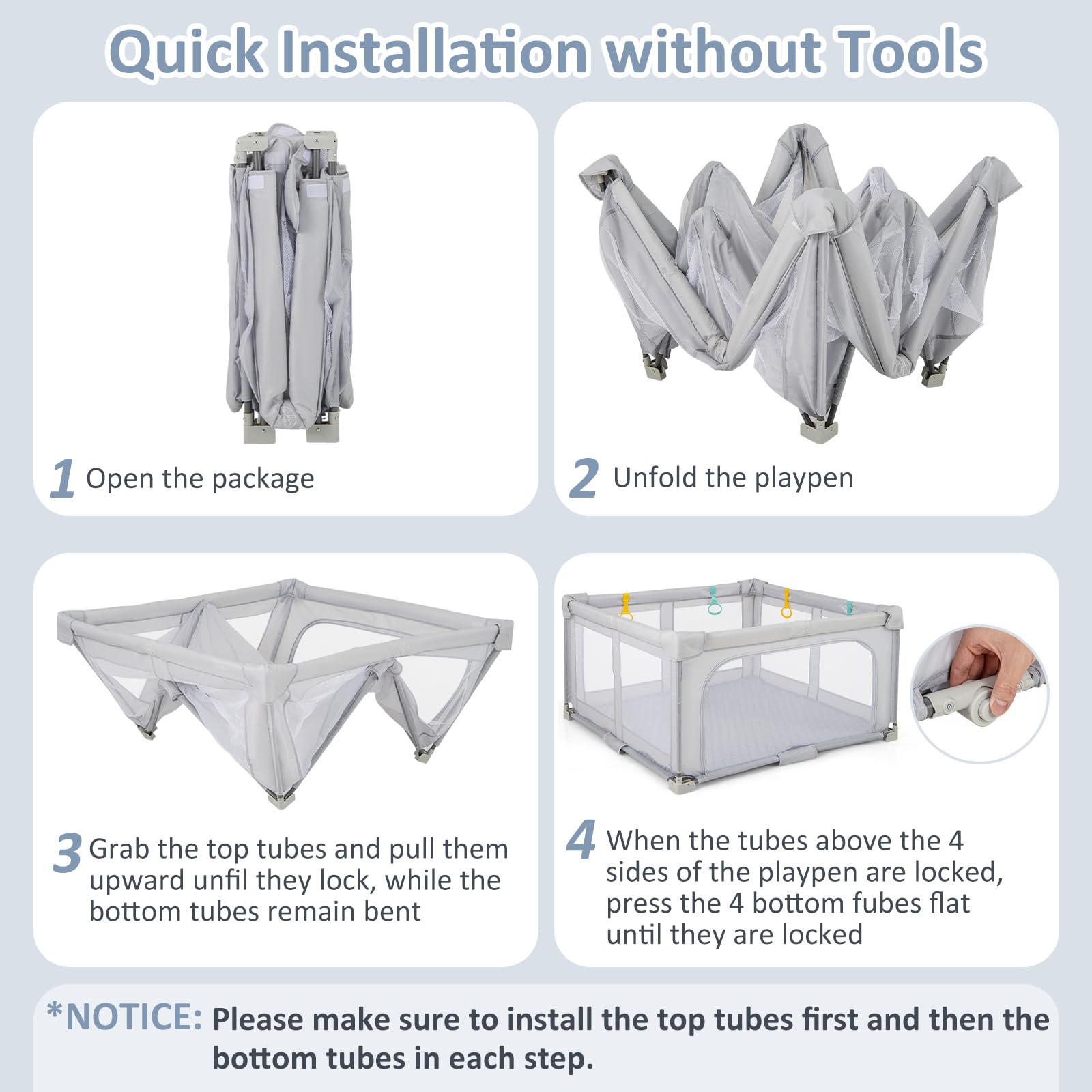 INFANS Foldable Baby Playpen with Mat, Large Baby Play Yard for Infant with 50 Ocean Balls, Fence Toddler Activity Center