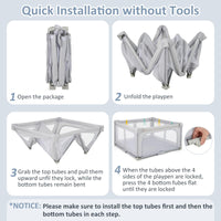 INFANS Foldable Baby Playpen with Mat, Large Baby Play Yard for Infant with 50 Ocean Balls, Fence Toddler Activity Center