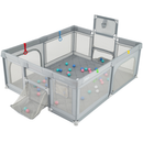 INFANS 74" x 62" Baby Playpen with Soft Mat, Basketball Hoop, 2 Soccer Goals, 4 Handles & 50 Ocean Balls